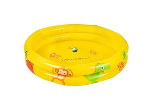 7432234133170 - Baby Pool Planschbecken Gelb Ø 60 cm 15 Liter 2 Luftkammern Babybecken Affe Dino