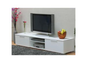 7433650625621 - Ebuy24 - Bergamo TV Hifi Möbel mit 2 Schubladen und 2 Ablagen Breite 172 cm Höhe 33 cm weiß hochglanz