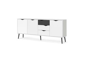 7433650645629 - Ebuy24 - Napoli Schrank mit 3 Türen und 3 Schubladen in weiß und matt schwarz