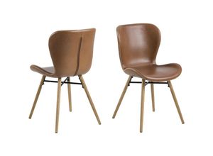 7435110772722 - Ebuy24 - Bali Esszimmerstuhl aus pu Kunstleder cognac farben und massiven Beinen aus Eiche - Braun