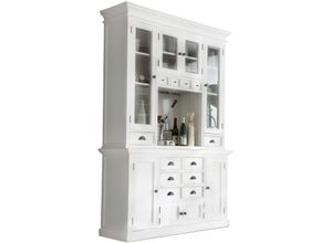 7435110817898 - Halifax Vitrinenschrank mit 4 Glastüren und diversen Schubladen und Türen weiss - Weiß