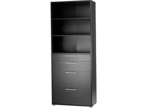 7435110897821 - Prisme Büro Aufbewahrung 4 Schubladen und 2 Ablagen Schwarz Esche Dekor