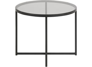 7435110918960 - Ebuy24 - Cape Couchtisch Ecktisch ø 55 cm Rauchfarbenes Glas und Metall matt schwarz - Glas Weiß