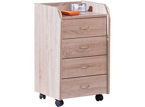 7435110989908 - Ebuy24 - Noha Kommode Rollcontainer 4 Schubladen Sonoma Eiche Dekor - Eiche Dekor