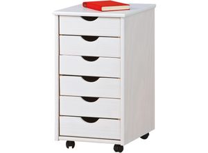 7435110996937 - Kommode Simra Rollcontainer Schubladen Schrank Büroschrank Massivholt weiß