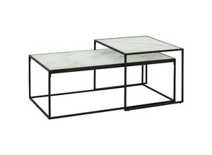 7435111050089 - Ebuy24 - Bora Satztische 2 stk klar Glas mit Marmorprint Metall schwarz - Glas Weiß