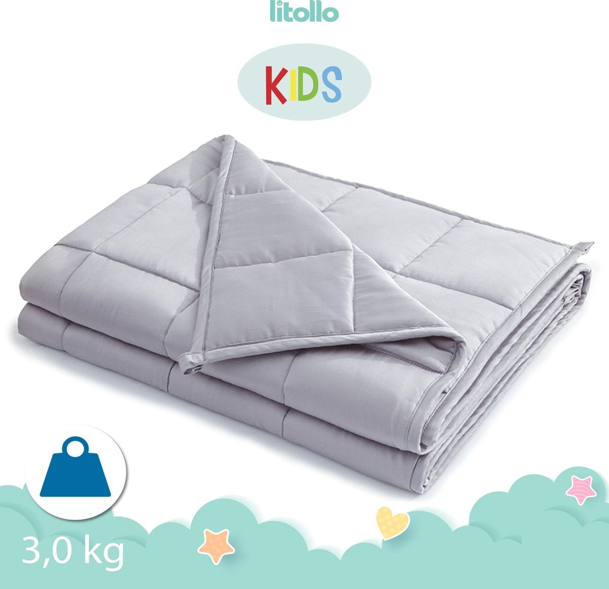 7442144889838 - Gewichtsdecke Kind 3 kg - Gewichtsdecke - Langlebiges Bambusmaterial - Anthrazit - 100x150cm