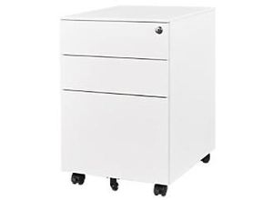 7442909337376 - Euroseats - Abschließbarer Schreibtischschrank 39x60 cm - 3 Schubladen - Weiß