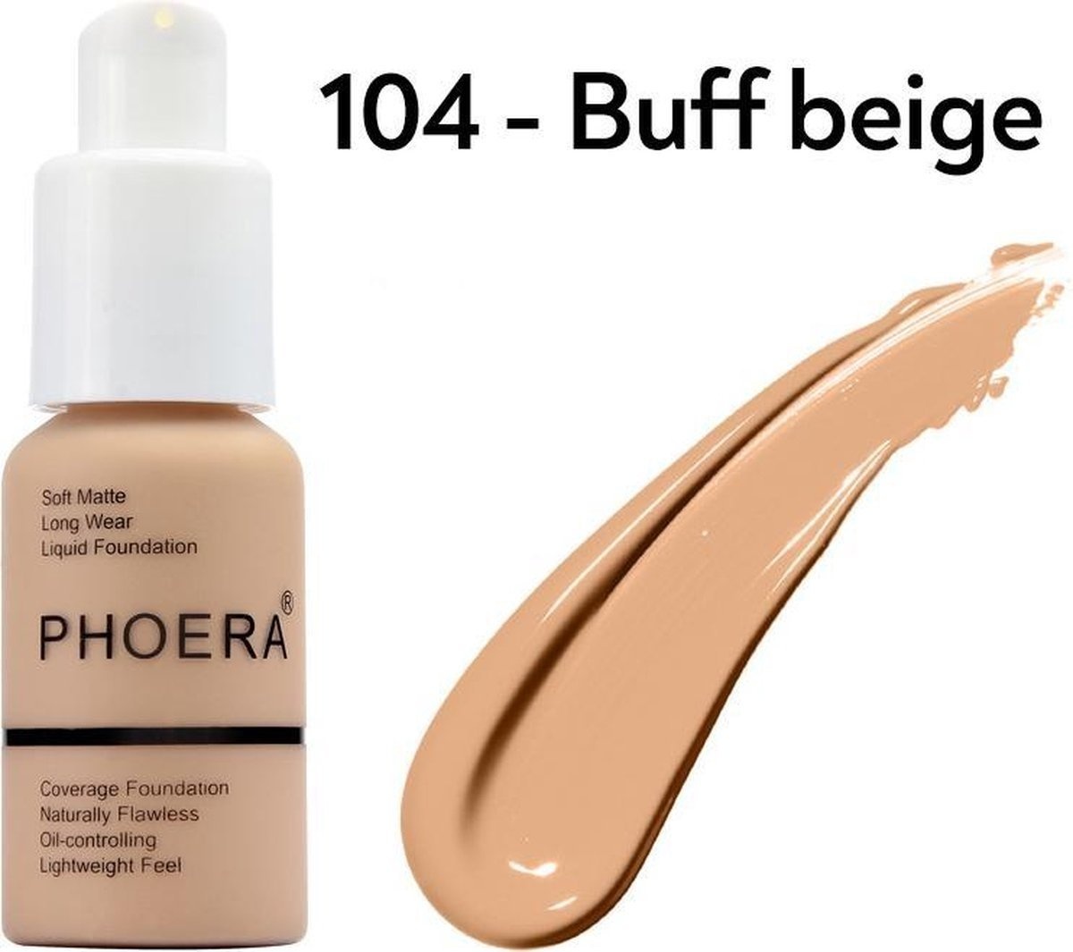 7444735485498 - buff beige 104 - PHOERA FOUNDATION™ - Soft Matte Full Coverage Liquid Foundation