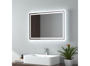 7445600350385 - Badspiegel led Badezimmerspiegel mit Beleuchtung IP44 Wasserdicht Wandspiegel 70x50cm Kaltweißes Warmweißes Licht Knopfschalter Beschlagfrei