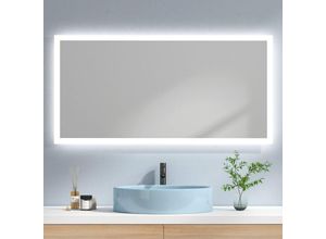 7445607421446 - Badspiegel mit Beleuchtung led Wandspiegel Badezimmerspiegel 120x60cm Kaltweißes Warmweißes Licht Knopfschalter Beschlagfrei - Emke