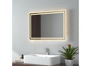 7445614239287 - Badspiegel led Badezimmerspiegel mit Beleuchtung IP44 Wasserdicht Wandspiegel 70x50cm Warmweißes Licht - Emke