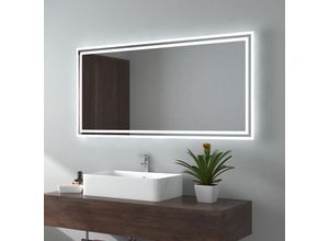 7445637143127 - Badspiegel led Badezimmerspiegel mit Beleuchtung IP44 Wasserdicht Wandspiegel 120x60cm Kaltweißes Warmweißes Licht Knopfschalter Beschlagfrei