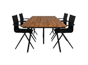 7448124178138 - Ebuy24 - Chan Gartenset Tisch 100x200cm und 4 Stühle Alina schwarz natur - Schwarz