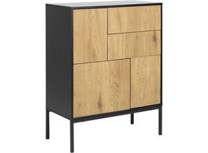 7448124386335 - Ebuy24 - Sea Sideboard 3 Türen und 2 Schubladen schwarz - Schwarz