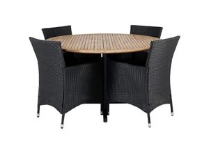 7448125512573 - Cruz Gartenset Tisch Ø140cm und 4 Stühle Knick schwarz natur