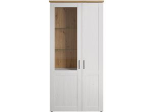 7448127245240 - Ebuy24 - Shade Vitrine 95 x 194 cm 2 Türen Pine weiß Dekor Eiche Dekor - Weiß