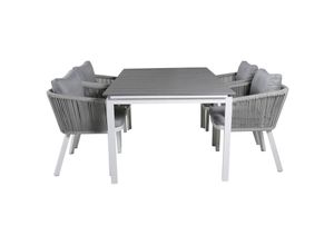 7448129452417 - Ebuy24 - Levels Gartenset Tisch 100x160 240cm und 4 Stühle Virya weiß grau - Weiß