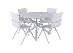 7448129918937 - Ebuy24 - Alma Gartenset Tisch Ø120cm und 4 Stühle Alina weiß - Weiß