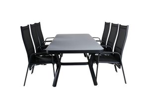 7448130886898 - Virya Gartenset Tisch 100x200cm und 6 Stühle Copacabana schwarz grau - Schwarz 7448130886898 - Virya Gartenset Tisch 100x200cm und 6 Stühle Copacabana schwarz grau - Schwarz