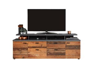 7448133476478 - Ebuy24 - Mood tv Möbel 2 Türen 2 Schubladen 4 Offene Fächer 2 Klappen Eiche Dekor Old Wood Dekor