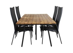 7448135665627 - Chan Gartenset Tisch 100x200cm und 4 Stühle Copacabana schwarz natur - Schwarz