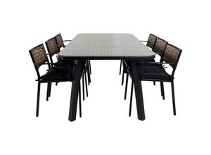 7448135873879 - Paola Gartenset Tisch 100x200cm und 6 Stühle Paola schwarz natur - Schwarz