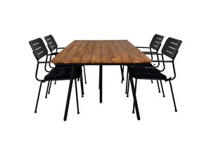 7448136351338 - Ebuy24 - Chan Gartenset Tisch 100x200cm und 4 Stühle Nicke schwarz natur