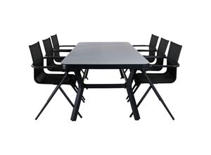 7448136755761 - Ebuy24 - Virya Gartenset Tisch 100x200cm und 6 Stühle Alina schwarz grau - Schwarz