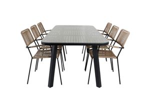 7448137693666 - Ebuy24 - Paola Gartenset Tisch 100x200cm und 6 Stühle ArmlehneL Lindos schwarz natur