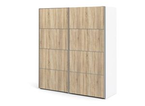 7448141693607 - Ebuy24 - Veto Kleiderschrank b 2 türig H201 cm x B182 cm weiss eiche Struktur Dekor