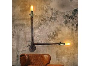 7500810506776 - ZMH - Wandlampe Vintage Wandleuchte Innen Industrial Deko Flur Lampe für Wand Retro E27 Fassung in Metall Wasserrohr Design MAX40W Landhausstil