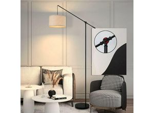 7500812678532 - Stehlampe Modern Wohnzimmer Stehleuchte 146cm Standleuchte Lampenschirme aus Stoff designe standlampe deko Bogenlampe mit E27 Birne max 60W für Sofa