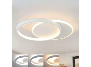 7526920809446 - Led Deckenleuchte Dimmbar Deckenlampe Wohnzimmer mit Fernbedienung Modern Schlafzimmerlampe Flach Design mit 2 Rund Ring Wohnzimmerlampe für Küche