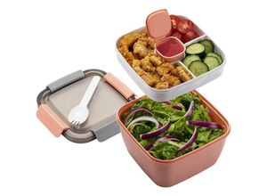 7546350351315 - Lunchbox mit schmalen Fächern Lunchbox für Erwachsene Kinder langlebige Bento-Lunchbox Salat-Lunchbox Mikrowellen-Lunchbox für Reisen