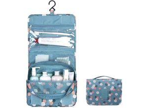 7546350351513 - Ahlsen Wasserdichter faltbarer Kulturbeutel für Damen tragbarer multifunktionaler Kulturbeutel verschicken Sie eine süße kleine Tasche (Daisy Blue)