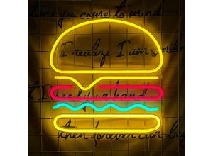 7546350365169 - 1 Stück Neonschild Hamburger-Wandleuchte Dekoration cooles Licht USB-Neonschild für Party Bar Club Geburtstag 35 x 35 cm - Ahlsen