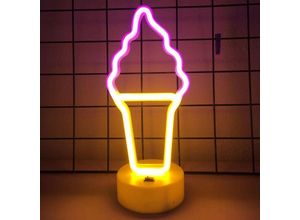 7546350365640 - Ahlsen Eiscreme-LED-Neon-Nachtlampe mit Sockel LED-Neonlicht-Schild-Dekoration