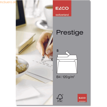 7610425102109 - 10 x Briefumschläge Prestige B4 hochweiß Haftklebung Papier 120 g