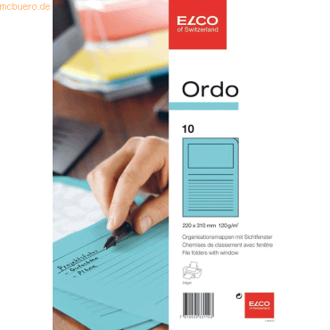 7610425331103 - 10 x Organisationsmappe Ordo classico Papier A4 220x310 mm blau V