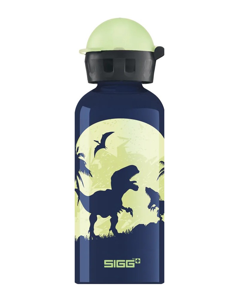 7610465854303 - SIGG Alu-Trinkflasche GLOW IN THE DARK Moon Dinos 400 ml KBT Drehverschluss blau-kombi