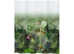 7610583201577 - Spirella - Jungle Collection Textil Duschvorhang 180 x 200 100% Polyester Grün