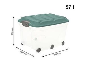 7610859214324 - Rotho ROLLER6 Rollbox 57 Liter Aufbewahrungsbox mit 6 Rollen 595 x 400 x 370 mm  Farbe transparent  mistletoe green