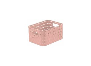 7610859241528 - Rotho COUNTRY Aufbewahrungskorb Rattan 2 Liter A6 Dekorative Kunststoffbox platzsparend stapelbar Farbe pink