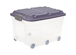 7610859241702 - Rotho ROLLER6 Rollbox 57 Liter Aufbewahrungsbox mit 6 Rollen 595 x 400 x 370 mm  Farbe iris dunkelblau ged