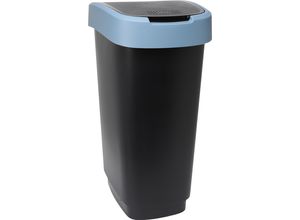 7610859246691 - Rotho Mülleimer TWIST 50 Liter Abfalleimer mit Schwing- und Klappdeckel Farbe schwarz  horizon blue