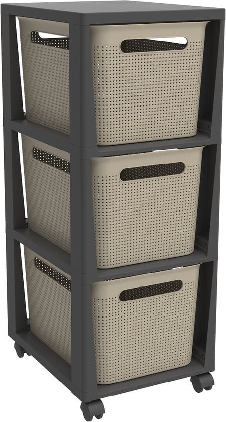 7610859246738 - Tower Brisen - Design-Kommode 3 x 16 L mit Rollen - Cappuccino