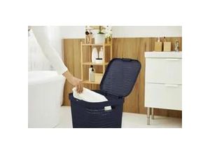 7610859260192 - Wäschesammler Country 55 l midnight blau Wäschetonne Wäschebox - Rotho