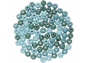 7610877420646 - Glorex Holzperle türkis-mix 12 mm Schmuckbasteln