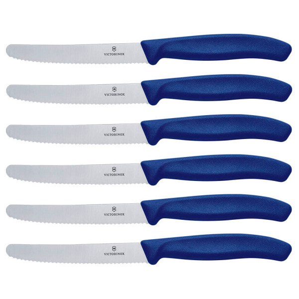 7611160058867 - 6 VICTORINOX Gemüsemesser silber blau glänzend poliert Klinge 100 cm